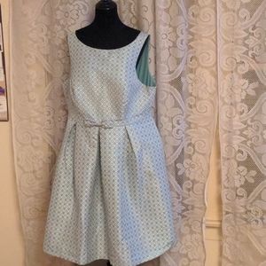 Blue and light brown flower dresa